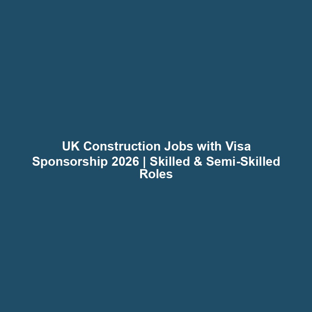 UK Construction Jobs with Visa Sponsorship 2026 | Skilled & Semi-Skilled Roles
